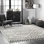 nuLOOM Vasiliki Moroccan Shag Tasseled Area Rug, 122 cm x 183 cm, Off-white