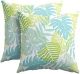 Teal Green Tropical Leaves Pillow C