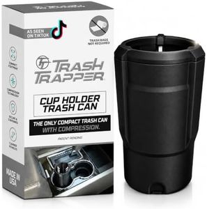 Trash Trapper Mini Car Trash Container – Frees Your Cupholder, Traps More & Empties Less with Patent-Pending Compaction, Holds Weeks of Small Trash, Portable for Car, Stroller & Travel, Black/Grey
