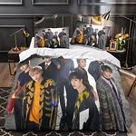 BOHHO SKZ Bedding King(220x240cm) Duvet Cover Sets 3D Room Decor Aesthetic Bedroom Quilt Cover Stray Kids Comforter Set Adult Adolescent Bed Canopy Boy Girl Bedroom Decor Duvet Set