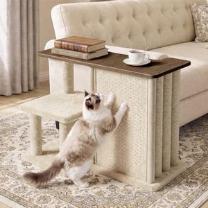 Homegroove Cat Scratch Furniture Protector with Side Table, Brown, Right