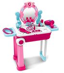 N2K2 ENTERPRISE Beauty Dresser Set with Foldable Trolley Bag |All Makeup Set Accessories | Hair Dressing Kit for Kids,Girls (Cute Beauty Trolley)