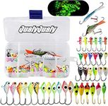 QualyQualy Ice Fishing Lures Glow in Dark Ice Fishing Jigs Walleye Crappie Panfish Jigs Ice Fishing Kit Ice Fishing Gear 38Pcs