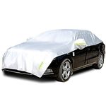 Konnfeir Half Car Cover with Cotton Car Body Cover Sunshade Cover Snow Cover Windshield Cover Waterproof Universal (Fit Sedan Length 176'' to 194'')