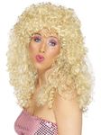 Smiffys Boogie Babe Wig, Blonde Long, Curly, 1980's Fancy Dress, Adult Dress Up Wigs