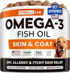 STRELLALAB Omega 3 for Dogs - (180Ct) Fish Oil Treats - Allergy & Itch Relief Skin&Coat Supplement - Dry Itchy Skin, Shedding, Hot Spots Treatment, Anti Itch - Pet Salmon Oil Chews - Chicken Flavor