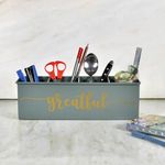 Elan All In One Multifunctional Office Supplies Metal Desk Organizer (Gratefulstationary, Moss Green)