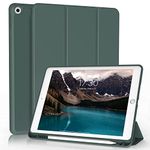 ZOYU Case for iPad 9th/8th/7th Generation,10.2 inch iPad Case with Pencil Holder,Auto Sleep/Wake,Trifold Stand Protective,Soft Slim TPU Back Cover for iPad Case 2021/2020/2019（Dark Green）