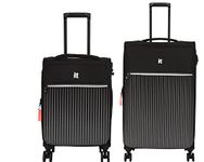 it luggage The Lite- Black- Set of 2- Medium & Cabin-24 & 20 inches Expandable Softsided with TSA Lock 8 Wheel Trolley Bag