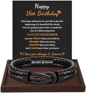 Btysun Birthday Gifts for 16 Year Old Teen Gifts Leather Bracelets for Men Valentines Gifts for Teens Knot Linked Together Love You Forever Bracelets
