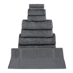 Classic Turkish Towels CTT - 9 Piece Premium Towel Set, 100% Turkish Cotton, Highly Absorbent & Comfy, Includes 2 Bath Towels, 2 Hand Towels, 2 Washcloths, 2 Bath Sheets & 1 Bath Mat | (Grey)