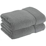 2 x Super Large Bath Sheets Towels (80 x 140cm)100% Egyptian Cotton 600 GSM Mint Grey(Grey)