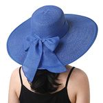 Roniky Beach Sun Hat for Women Bow-Knot UV UPF 50+Travel Foldable Wide Brim Straw Hat - - One Size