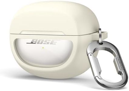 SURITCH Funda para Bose Ultra Open Earbuds (2024), Funda Protectora de TPU a Prueba de Golpes con Mosquetón, Llavero y Ventana Transparente con Logotipo (Blanco)