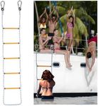 POVTIMS Boat Rope Ladder, 5 Step Marine Ladder, Heavy Duty Polyester, 800 lbs Max Weight, Marine Boarding Rope Ladder for Inflatable Boats, Pontoon Boats, Fishing Boats, Kayaks, Canoes