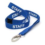 CKB LTD Blue Staff LANYARDS Breakaway Safety Lanyard Neck Strap Swivel Metal Clip for ID Card Holder - Pull Quick Release Design Pack of 10