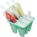 Ram® Silicone Ice Cream Mould Ice Lolly Mould FDA Certified Food Ice Pop Maker Popsicle Molds with Sticks and Drip Guards (6, Green)