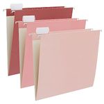 Y YOMA 6 Pack Gradient Hanging File Folders Letter Size Decorative Hanging Folder Pretty File Folder Organizer for Filing Cabinet Office Home with 1/5-Cut Adjustable Tabs, Cute Pink