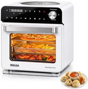 INALSA Air fryer Oven 1700 W(Air Fryer + Steam)|10-in-1 Preset Air fry,Steam,Roast,Ferment,idli,Momos,Sanitize & More|15 L Large Family Size Capacity|Self Clean Function|2 Yr Warranty,Aero Steam Pro