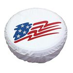 HEALiNK 15" Universal Waterproof White American Flag Spare Tire Tyre Cover Wheel Covers for All Cars (15" for Tyre Diameter 70-75cm(27.6"-29.5"))