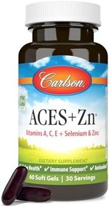Carlson - ACES + Zn, Vitamins A, C, E + Selenium & Zinc, Cellular Health & Immune Support, Antioxidant, 60 soft gels