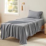 Bedsure Twin Size Sheets - Ultra Soft Cationic Dyed Bed Sheets, Fits Mattresses up to 16" Thick, Breathable Twin Sheets Set, Hotel Luxury Bedding Sheets and Pillowcases, 3 Pieces, Dark Grey