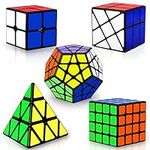 Speed Cube Set, Puzzle Cube, Magic Cube 2x2 4x4 Pyraminx Pyramid Megaminx Fenghuolun Puzzle Cube Toy Gift for Children Adults, Pack of 5