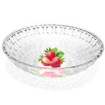 Pure Source India Glass Floral Fruit Bowl for Dining Table Decoration, Home Decor & Gifting Purpose- 1 Piece, Transparent, 10 Inch