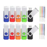 Wooolken USB Stick 32GB 10 Pack,USB 2.0 Flash Drive with Lanyards Swivel Thumb Drives 32GB USB Drive Memory Stick Bulk USB Stick(10 Colors)