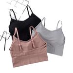 XEMOX Women's Sports Bras Cotton Padded Bra Top Bra T-Shirt Bra Girl's Sports Bras Combo Bra Pack of 3 PIS (Free Size Bra Fit Up to 28,30, 32, 34). (Black-Grey-Pink)