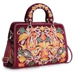 EVEDA Synthetic Leather Classy Gorgeous Embroidered Stylish Design Crossbody Shoulder Women Handbag With Embroidered Handle