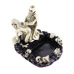 Skull Ashtray Ornaments Rose Resin Cigarettes Funny Romantic Ash Trays Crafts Halloween Skeleton Skull Ornament Decoration for Home Office Car (Ceramics Ashtray-B Type)