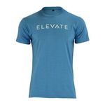 Elevate Apparel Muscle Fit Gym T Shirt for Bodybuilding Crossfit Powerlifting Weight Lifting Fitness Running Training Workouts Slim Functional Breathable Sportswear Top Mens (Light Blue, Medium)