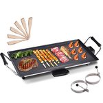 COSTWAY 48 x 27 CM Electric Teppanyaki Table Grill, BBQ Barbecue Griddle, Non-stick Hot Plate, Spatulas and 2 Egg Rings Included 2000W