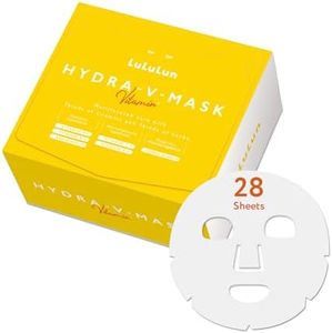 Lululun Hydra V Vitamin-Packed Facial Sheet Mask, 28 Sheets, Hydrating Face Mask with Vitamin C & E, Skincare, Cotton Face Mask, Facial Kit