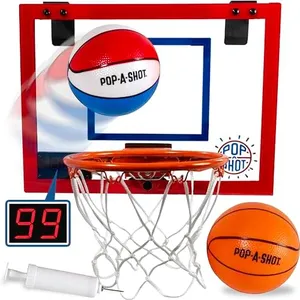 Pop-A-Shot Super Slam Over The Door Mini Basketball Hoop for Kids and Adults | 2 Included Basketballs and Pump | Built for Dunks | Breakaway Rim | Shatter Resistant Backboard | 17x12.5 Inches