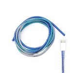 Cable Protector Animal Proof Wire Repair, Cord Protector for Pets Headphone Saver Spiral Cable Wrap Strain Relief, Cord Sleeve for Phone Cable USB Date Cable, 60 inches, 2 pcs, Silver-Gradient Blue