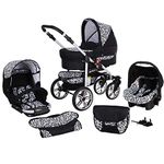 Travel System Stroller Pram Pushchair 2in1 3in1 Set Isofix X-Car by SaintBaby Black & Leopard 4in1 car seat +Isofix