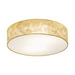 Eglo Viserbella Vintage Flush Ceiling Light, Champagne Steel and Golden Fabric Ceiling Lamp, Living Room, Kitchen and Hallway Lighting, E27 Socket, Ø 15 inches