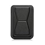 kwmobile Stick On Card Holder for Smartphones - 3 in 1 Wallet for Back of Phone with Card Holder, Stand, Grip - Black