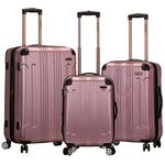 Rockland Luggage 3-Piece Upright Luggage Set, Pink, Medium