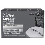 Dove Men+Care Body and Face Bar, Clean Comfort 4 oz, 6 Bar (Charcoal + Clay)