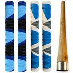 LIVOX Rubber Cricket Bat Grip Cone Ultra Tacky Shock Absorption Bat Gripper Cone Cricket Accessories for Boys Cricket Bat, 4 Bat Grip & 1 Wooden Cone