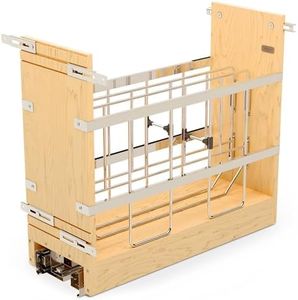 Rev-A-Shelf 447-BCBBSC-8C 8 Inch Wood Bakeware Pull Out Organizer for Base Kitchen Cabinets with 100 Pound Ball-Bearing Soft Close Slides