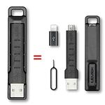 Lever Gear CableKit - 2 in 1 Keychain Micro USB Charging & Data Cable. Compatible with Micro USB Devices and iPhone. Includes Lightning Adapter and SIM Card Tool (6 Pack)