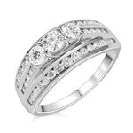 TJC Moissanite Half Eternity Ring In Platinum Plated 925 Sterling Silver for Women Size L Prong Setting