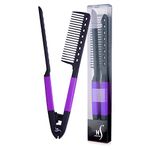 Herstyler Straightening Comb For Hair - Flat Iron Comb For Great Tresses - Hair Straightener Comb With A Grip - Hair Straightener Comb For Knotty Hair - Keratin Comb For Unkempt Hair - Get wooed (Purple)