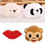 LOVEY DOVEY Soft Toys Super Soft Toy Combo of 4 Stuffed Teddy Bear for Kids Panda Pillow,Teddy Pillow,Monkey Pillow, red Lips Pack of 4