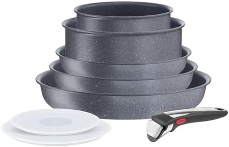 Tefal Ingenio Batterie de cuisine 8 p, Induction, Revêtement antiadhésif, Empilable, Poêles et casseroles + poignée amovible, Compatible lave-vaisselle, Fabriqué en France, Natural On L7669802