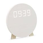 Navaris Round Digital LED Clock - 23.8 cm Clock for Wall Desk Bedside - USB Powered Clock with Stand for Study Bedroom Kitchen Living Room - Blank Design